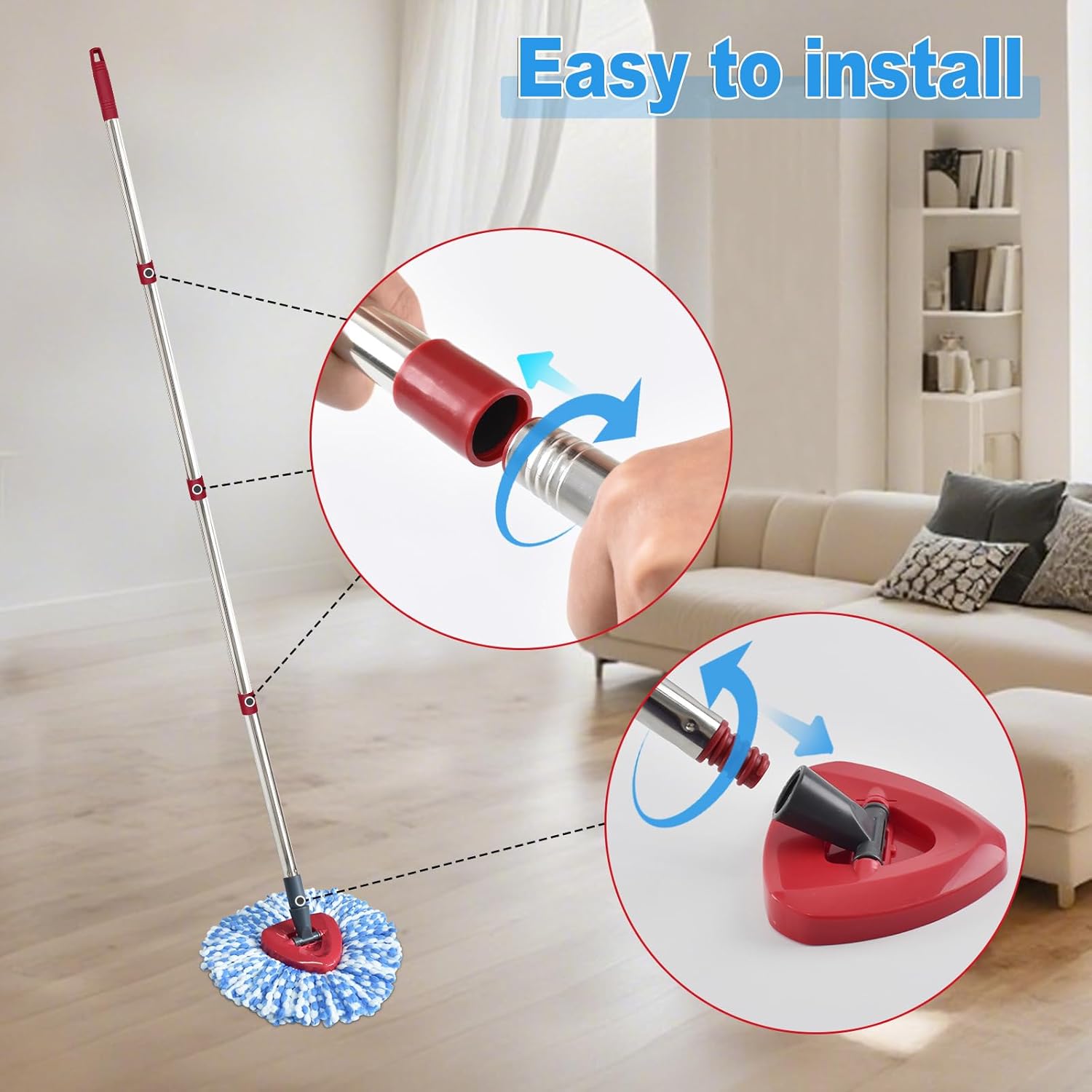 Mop Handle for Ocedar, Mop Handle for O Cedar, Spin Mop Replacement Handle for O Cedar, 4-Section