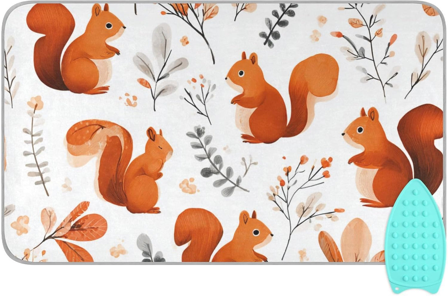 Squirrels and Fall Leaves Ironing Mat for Table top Portable Ironing Pad Blanket for Washer Dryer