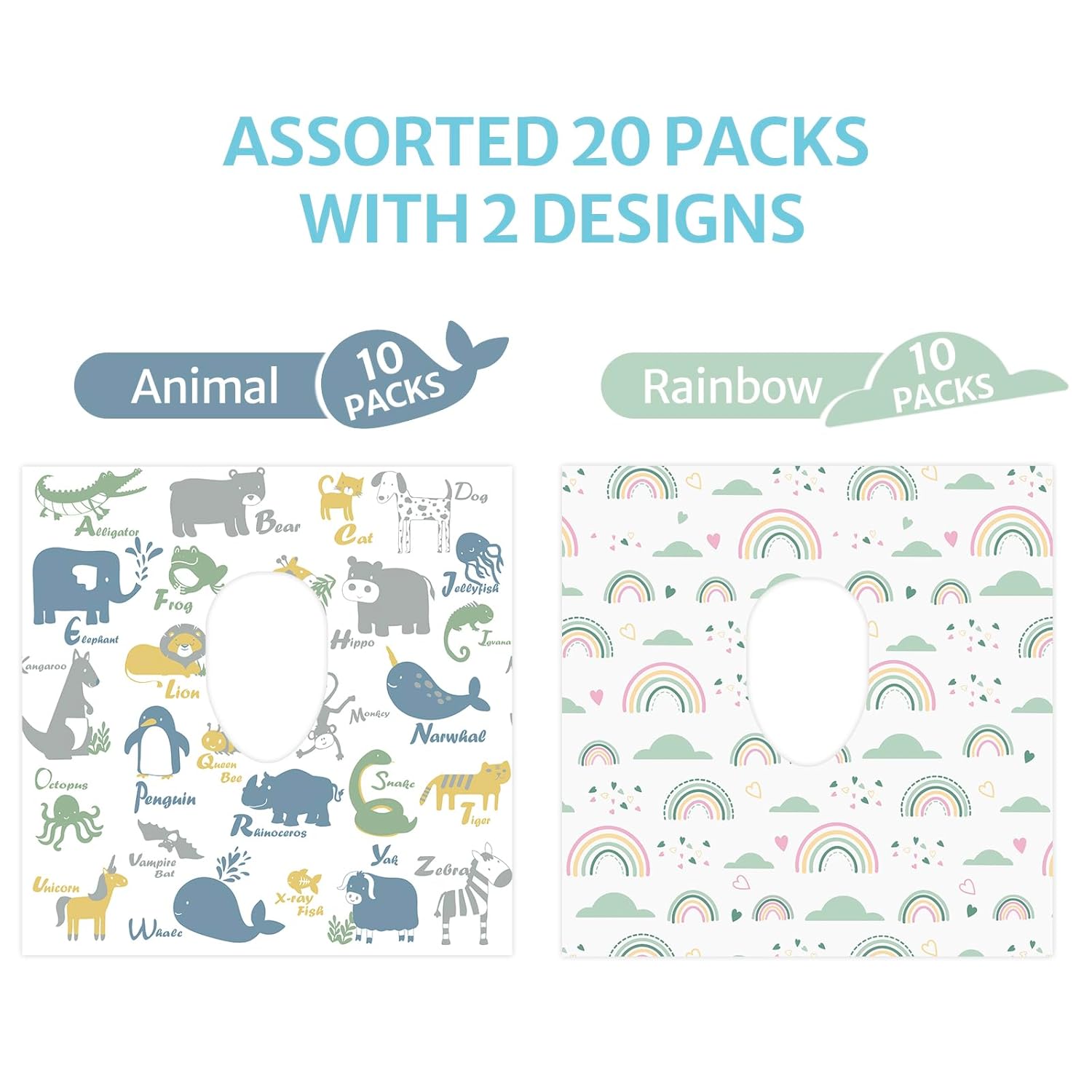 Blissful Diary 20 Pcs Toilet Seat Covers Disposable for Toddlers & Adults, Extra Large Waterproof
