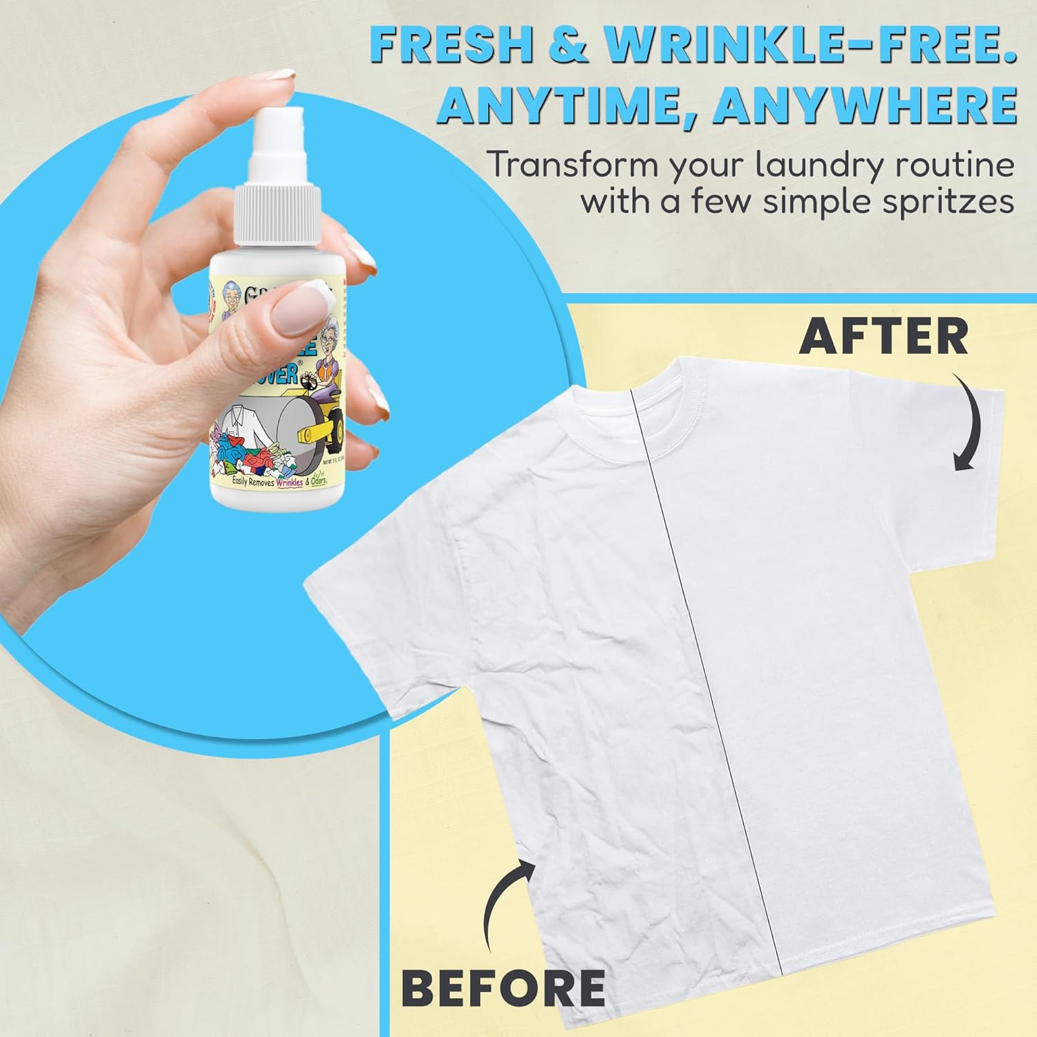 Grandma's Secret Wrinkle Remover Spray - Easily Removes Wrinkles & Odors - Wrinkle Release, Fabric