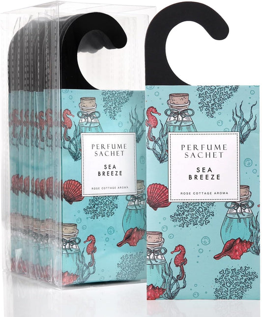 ROSE COTTAGE Large 12 Packs Sea Breeze Hanging Closet Deodorizer Air Freshener Long Lasting Scented