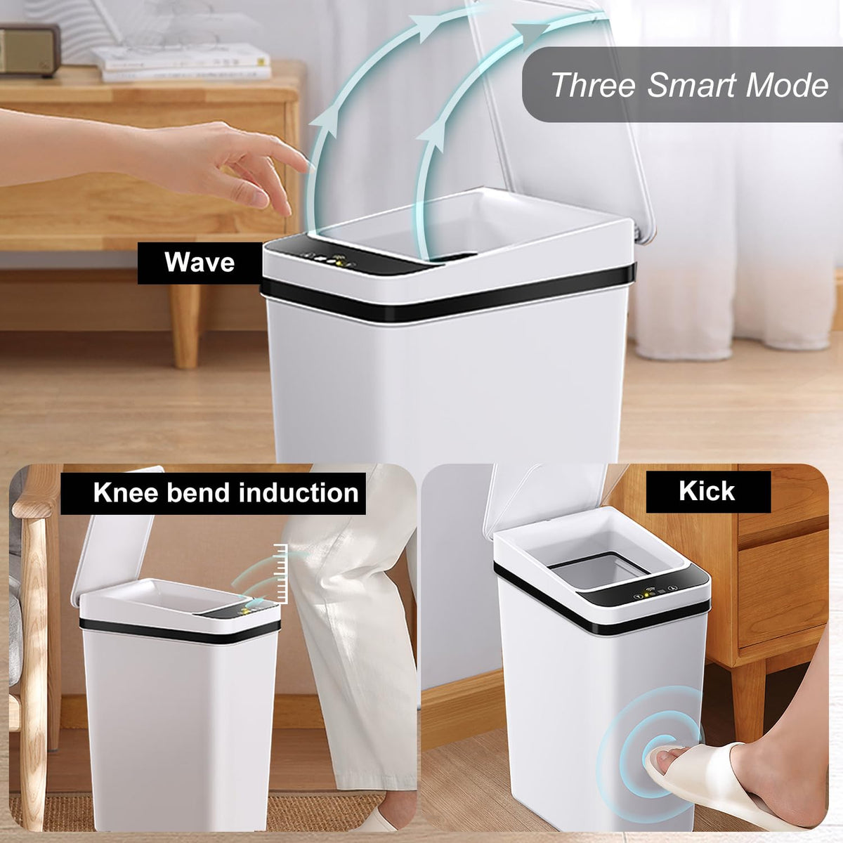 Yatmung Skinny Trash Can Automatic Touchless - 4 Gallons Motion Sensor Bathroom Trash Can