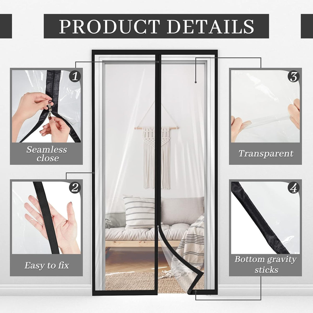 Amylove Zipper 48 x 87 Inch Dust Barrier Door Kit Construction Door Barrier 4 x 7.25 ft Reusable