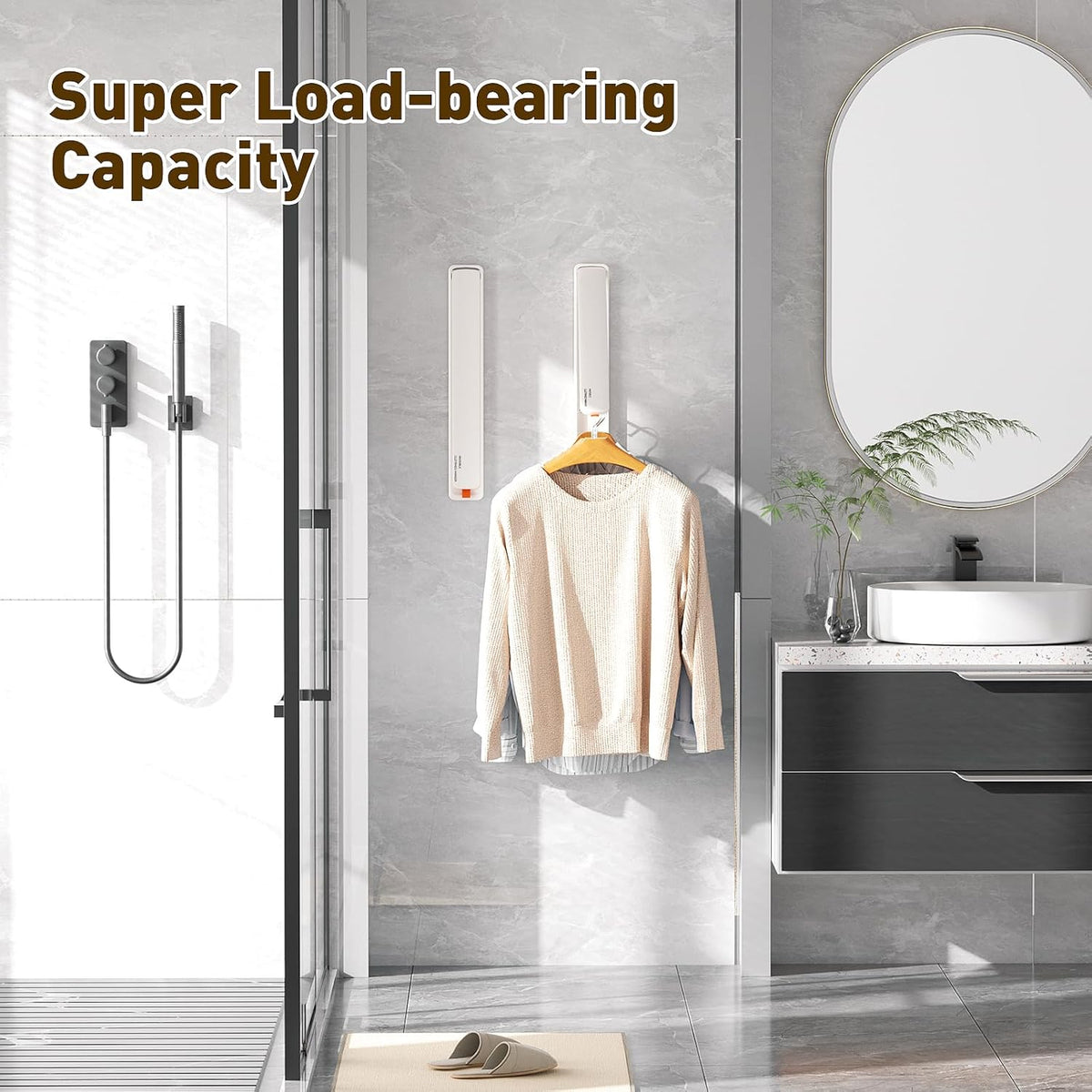 Clothes Drying Rack, Laundry Room Wall Mounted Retractable Clothes Hanger Drying Rack, Laundry
