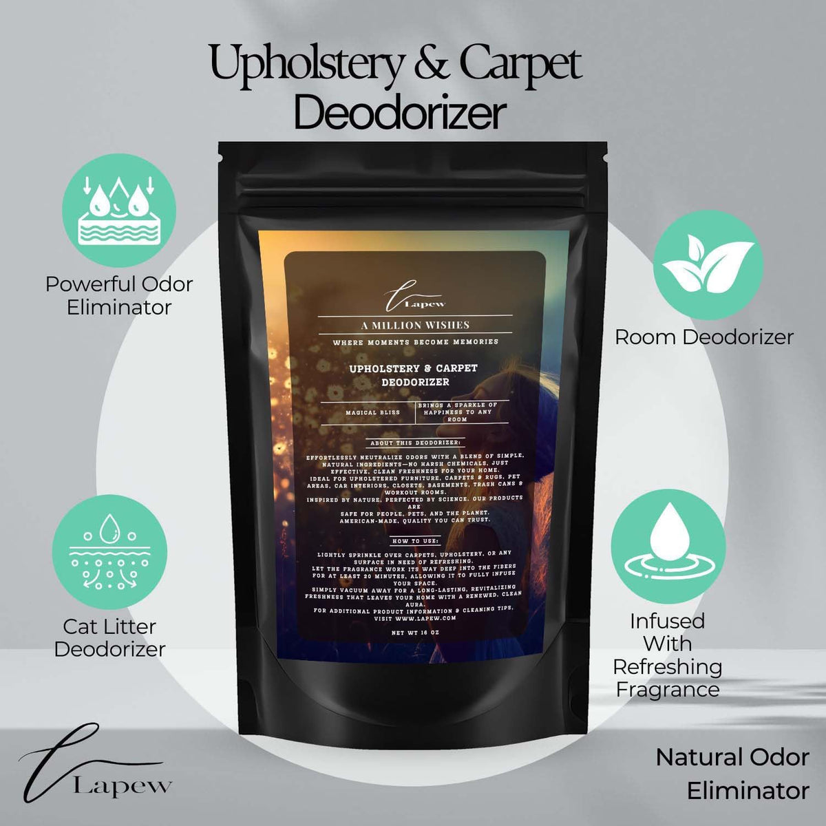 A Million Wishes Carpet Freshener Powder: Powerful Odor Eliminator for Home, Upholstery Deodorizer