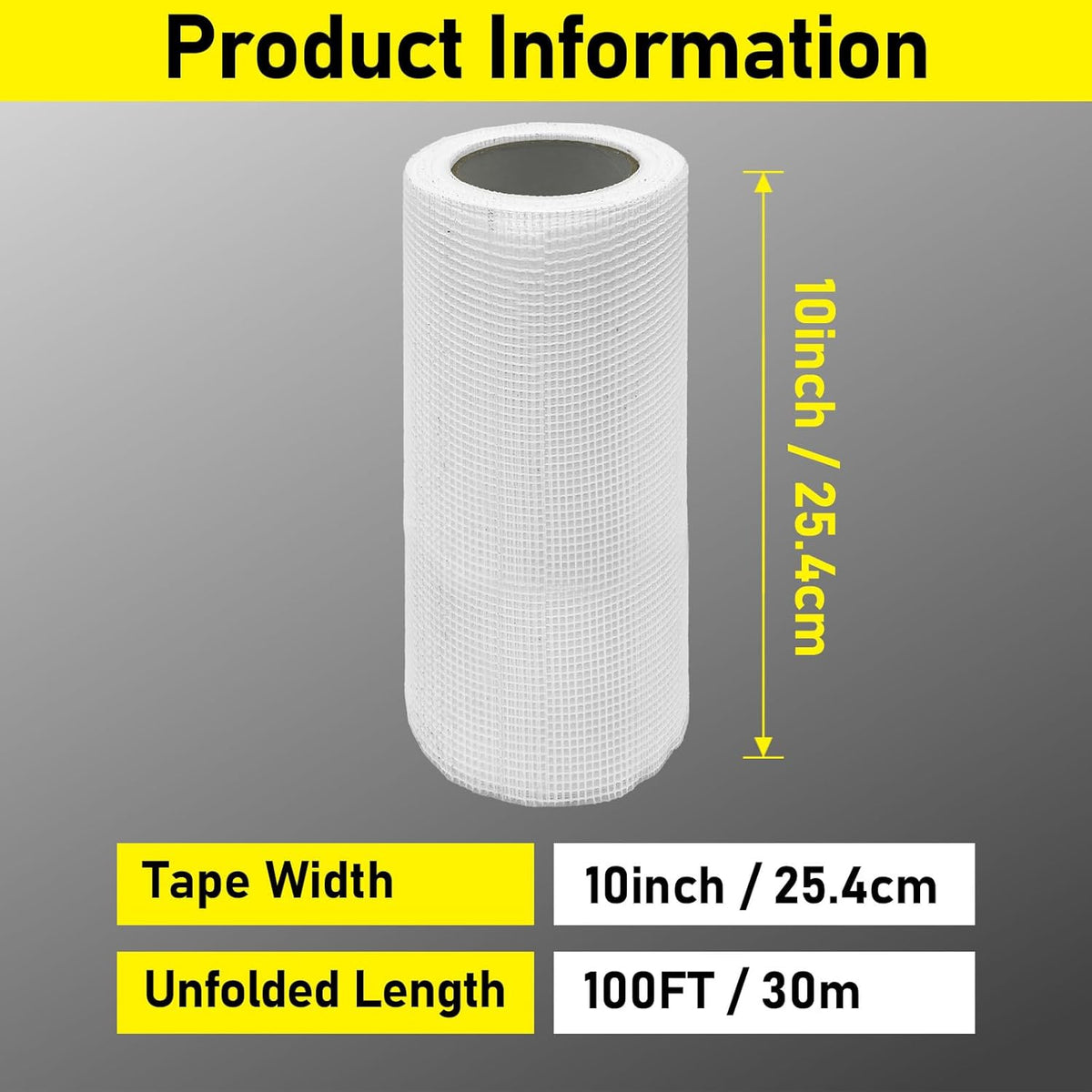 10" 100 Feet Drywall Joint Tape, Self-Adhesive Encrypted Fiberglass Drywall Repair Mesh Tape for