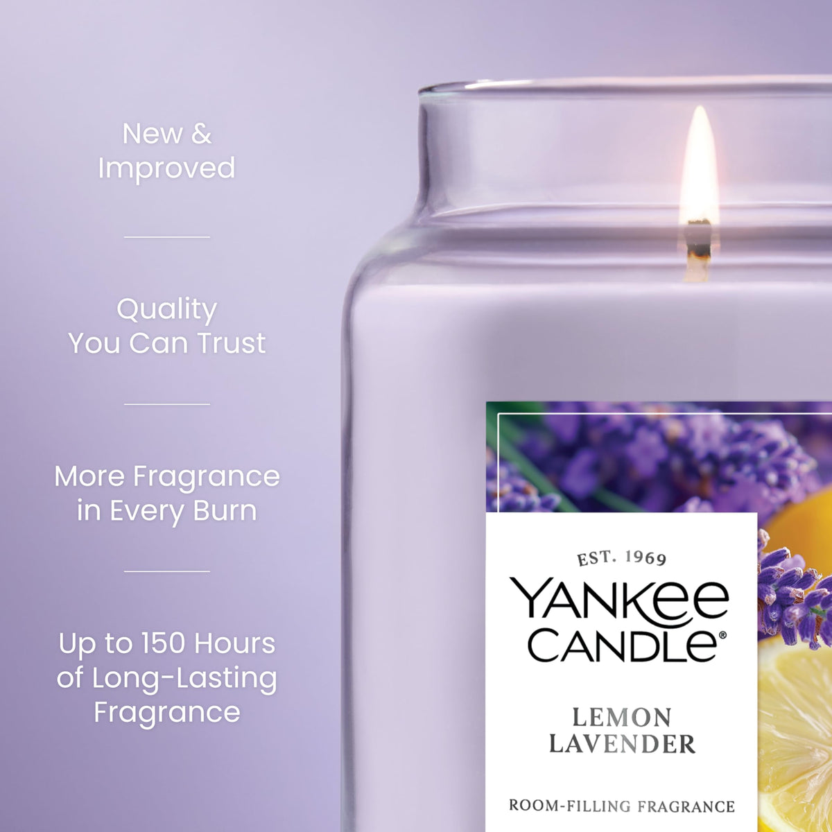 Yankee Candle Lemon Lavender Scented Candle, 22oz Large Jar with up to 150 Hour Burn Time