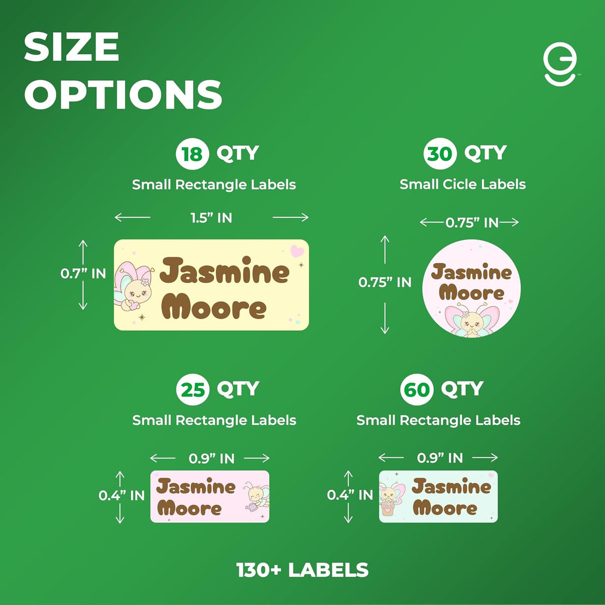 Personalized Name Tag Stickers for Kids (130+ Pack) | Butterfly Waterproof Labels for School