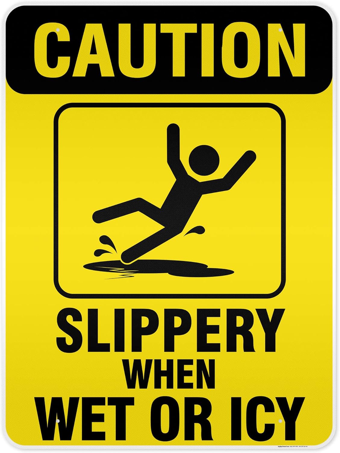 Caution Slippery When Wet Sign or ICY Sign, 36"x48" Aluminum Composite Reflective, Indoor/Outdoor