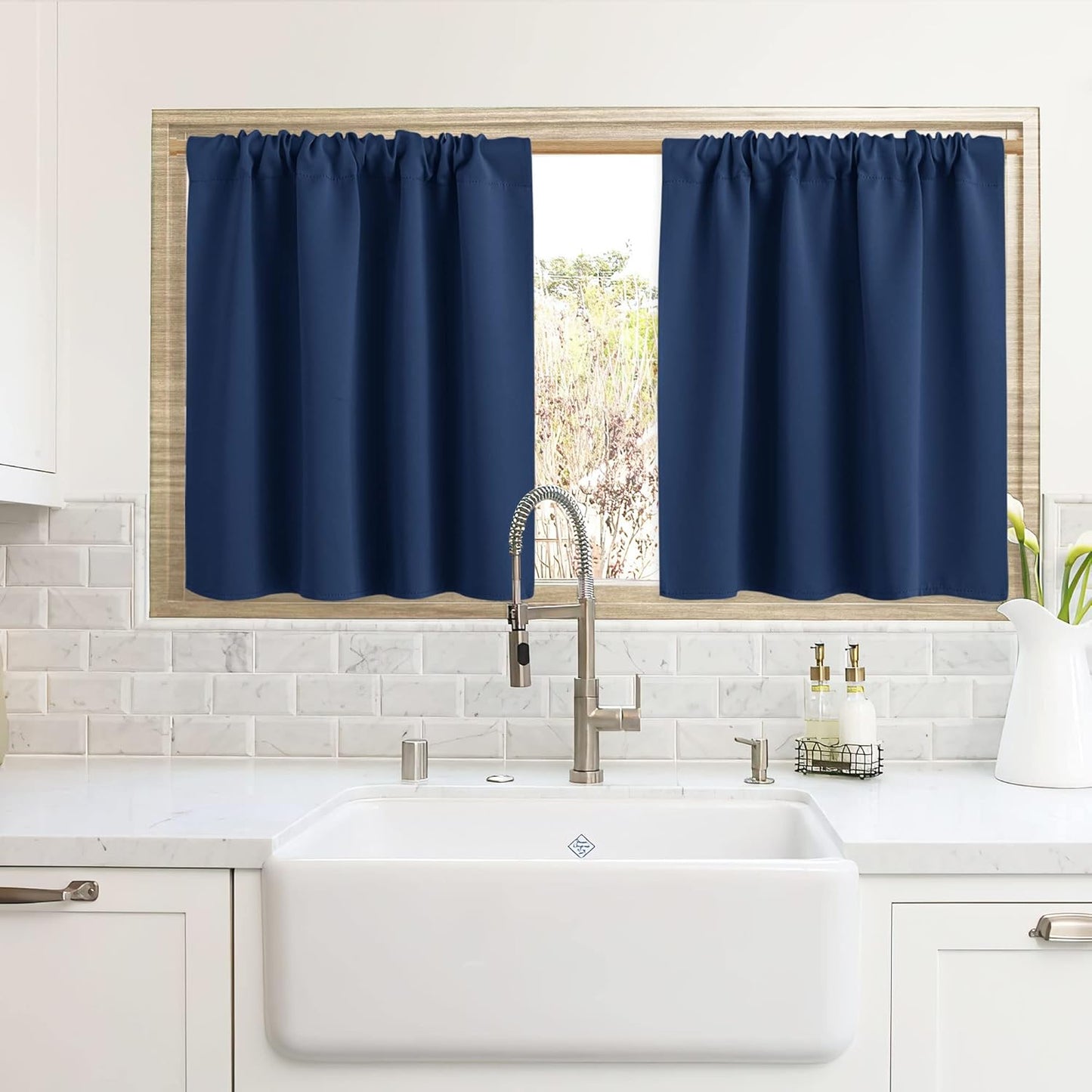 RYB HOME Blackout Curtains for Kitchen, Over Sink Privacy Curtains Window Decor, Thermal Insulating