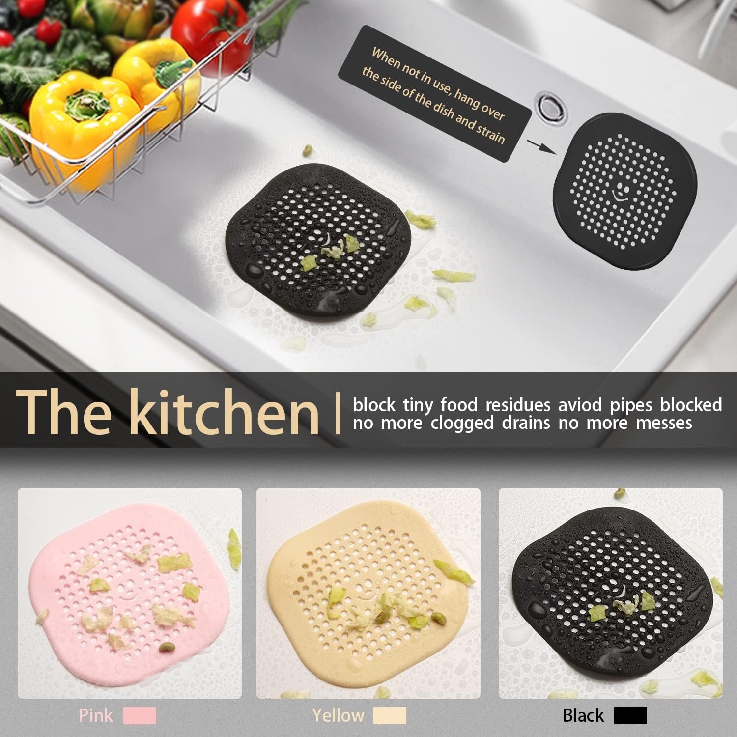 2 Pack Drain Cover Hair Catcher Drain Plug Hair Stopper Drain Protector for Shower Bathroom