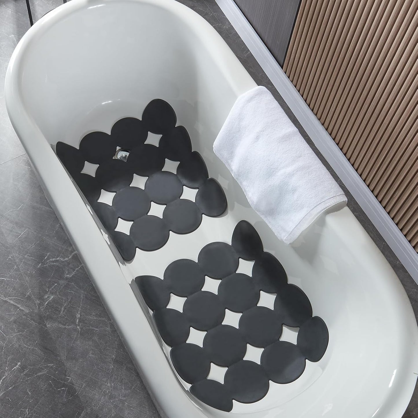 Square Shower Mat Nonslip - Rubber Bathtub Mat with Suction Cups for Inside Shower Bathroom Floor