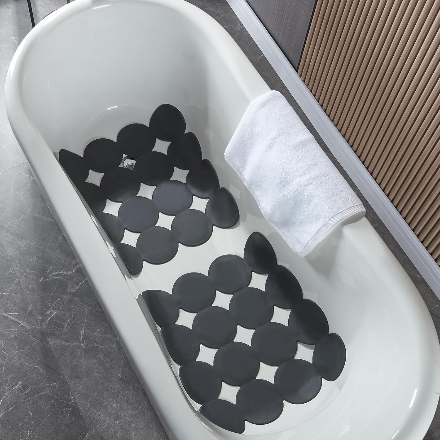 Square Shower Mat Nonslip - Rubber Bathtub Mat with Suction Cups for Inside Shower Bathroom Floor