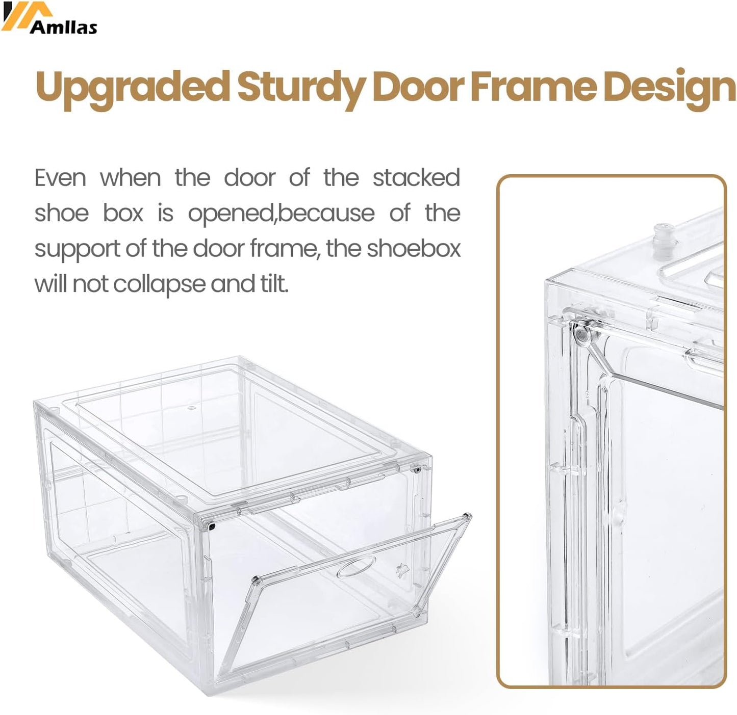 12 Pack Clear Shoe Boxes Stackable,Shoe Storage Boxes for Closet,Sturdy Shoe Box Storage Containers