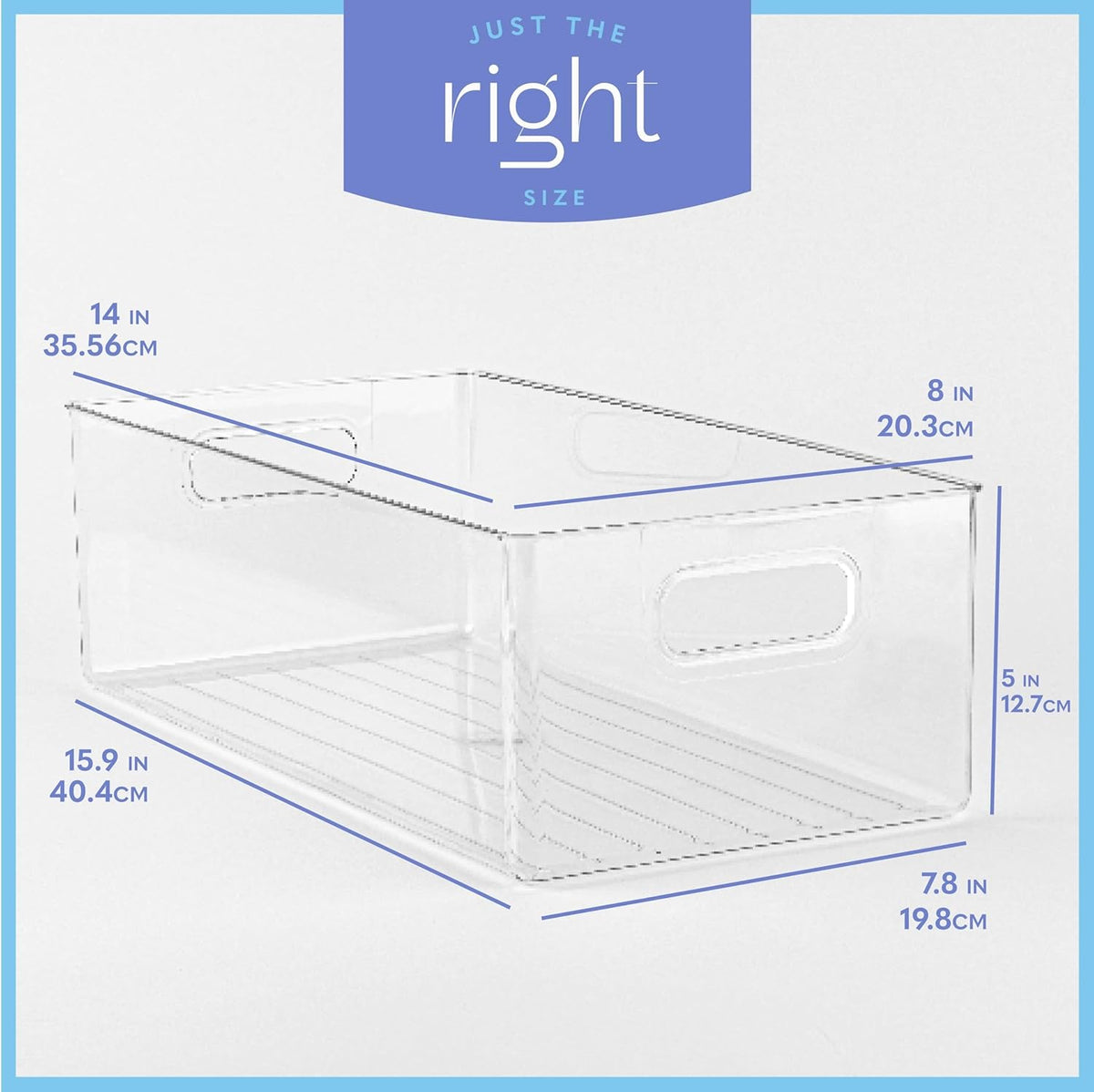 Plastic Food Storage 2 Pack Clear Container Bin with Handles for Organizing Kitchen, Pantry