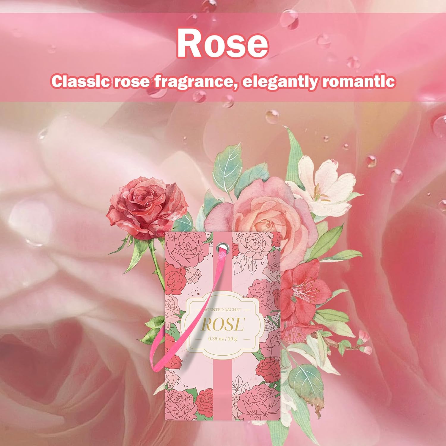 SCENTORINI Scented Sachets for Drawers and Closets, Rose Scent 14 Pack, Long-Lasting Sachets Bags