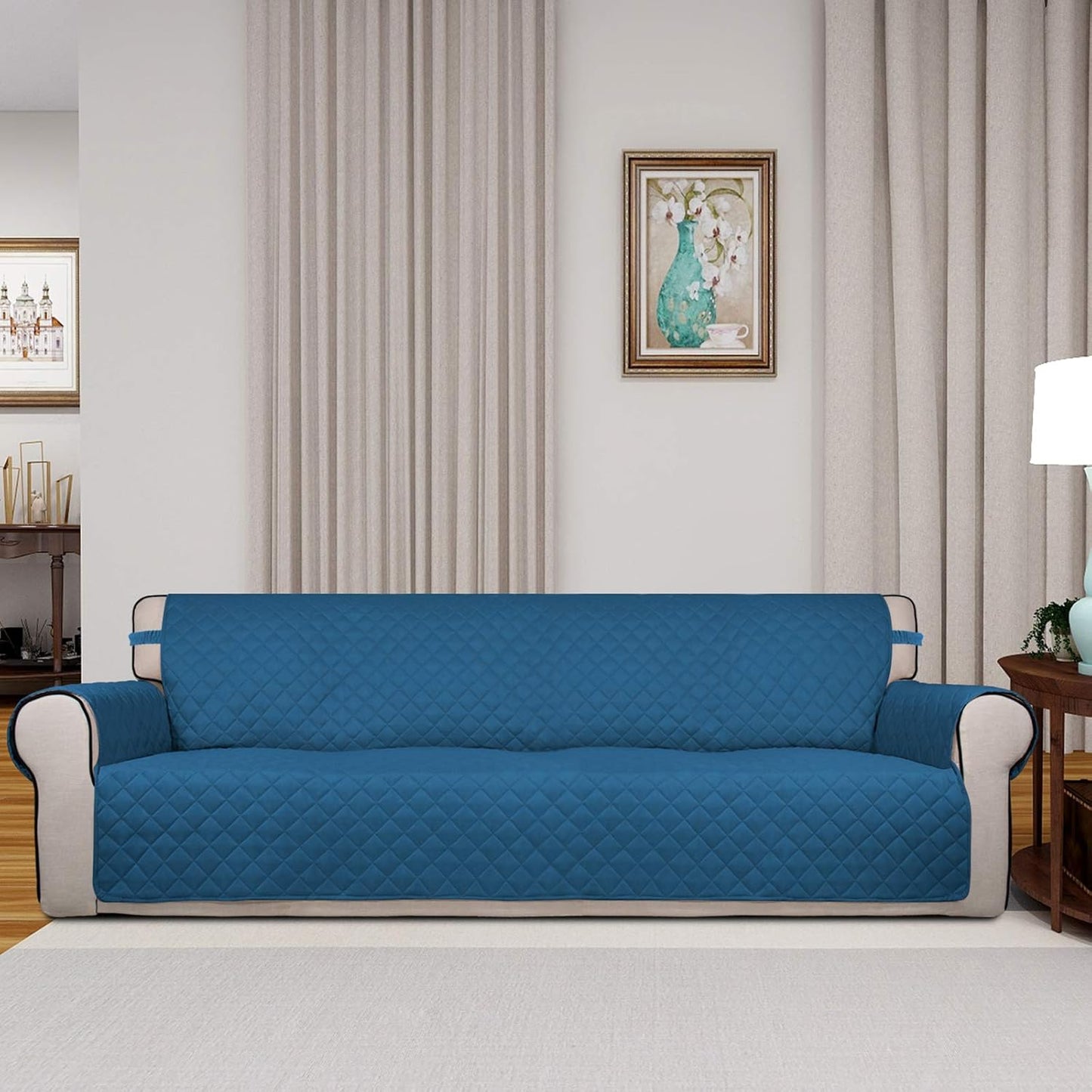 PureFit Reversible Quilted Sofa Cover, Water Resistant Slipcover Furniture Protector, Washable