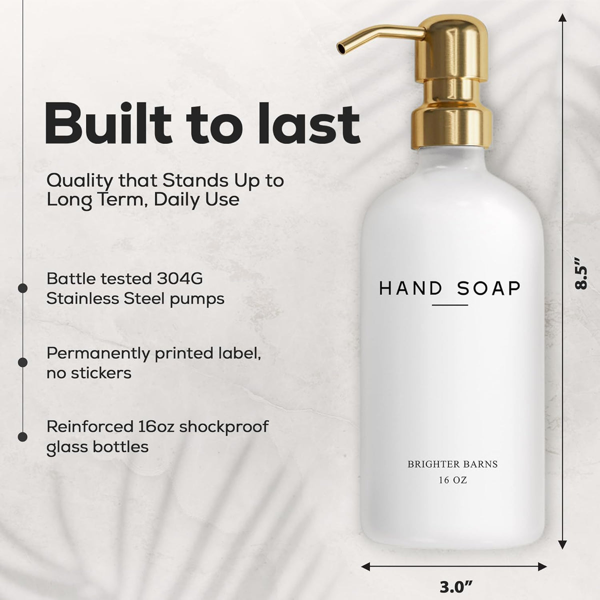 Luxury Glass Soap and Lotion Dispenser Set by Brighter Barns - Liquid Soap Dispenser Bathroom Set