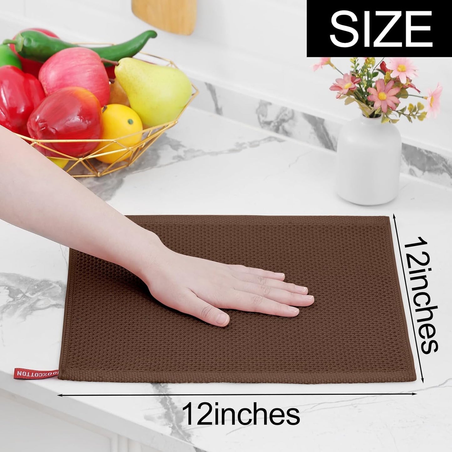 Homaxy 100% Cotton Waffle Weave Kitchen Dish Cloths, Ultra Soft Absorbent Quick Drying Dish Towels
