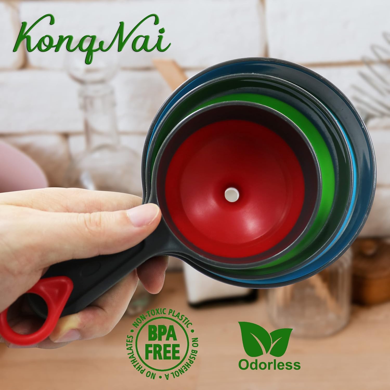 KongNai Canning Funnel for Wide and Regular Jars，Wide Mouth Funnels Sets of 3, Large for Mason Jar