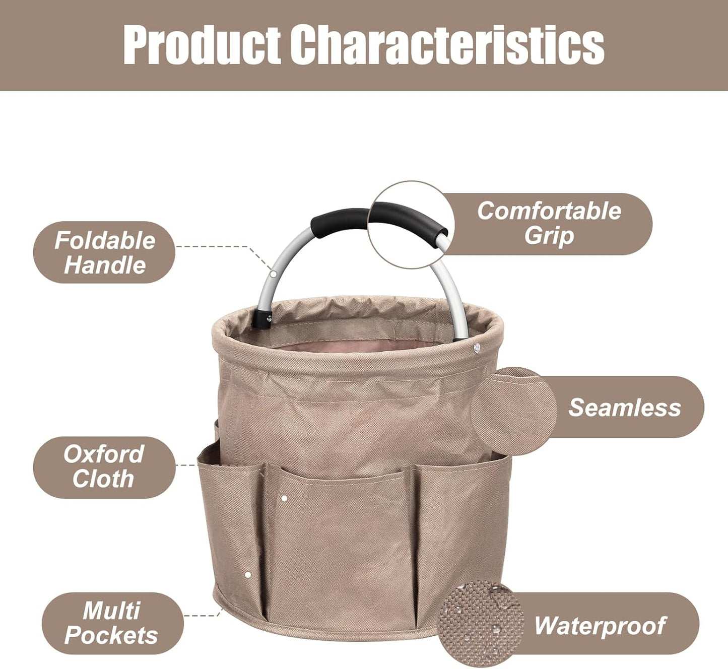 Qivine 17L Cleaning Caddy with Handle, Cleaning Supply Caddy Foldable Cleaning Caddy Cleaning