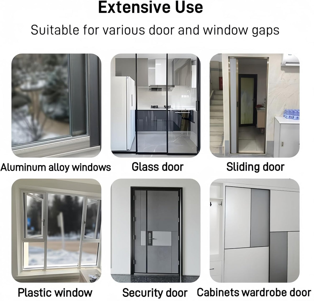 33 Ft Self-Adhesive Weather Stripping Door Seal Strip for Door Window, 0.35" Wide x 0.2" Thick, Gray