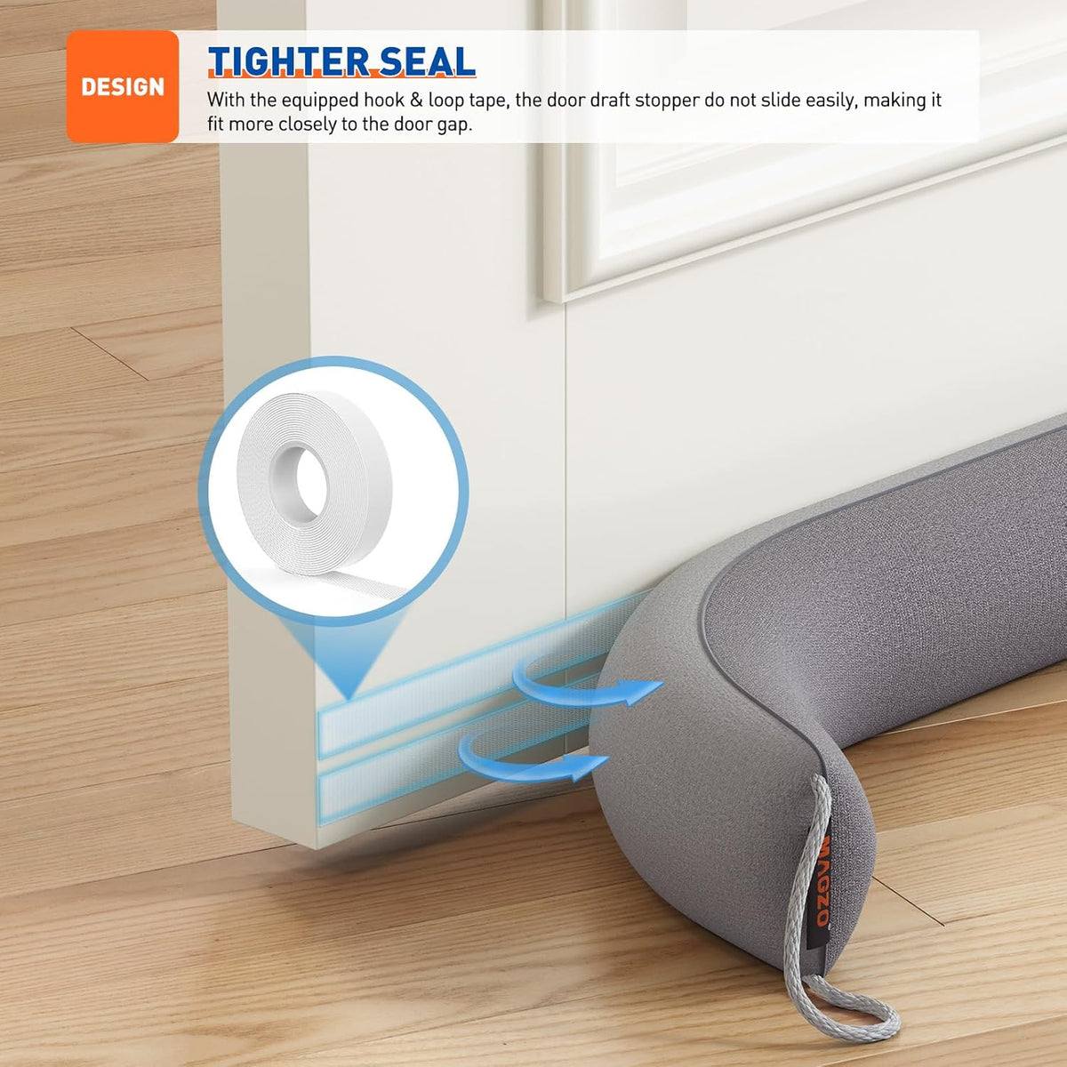 MAGZO Door Draft Stopper, 34 Inch Under Door Draft Blocker Noise Stopper, Weighted Wind Blocker
