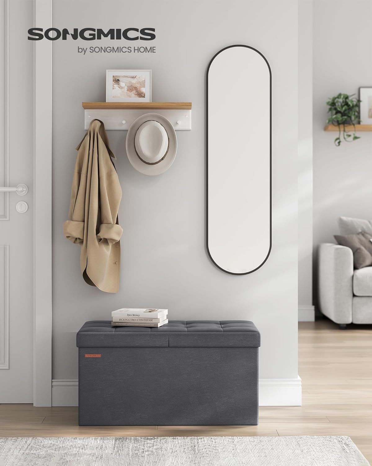 SONGMICS MAZIE Collection - 30 Inches Storage Ottoman Bench with Flipping Lid, Storage Chest