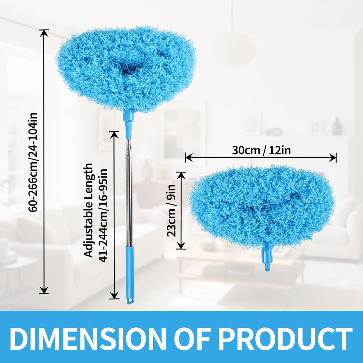 Ceiling Fan Cleaner Duster Reusable Microfiber Removable Extendable Duster with 95" Telescoping