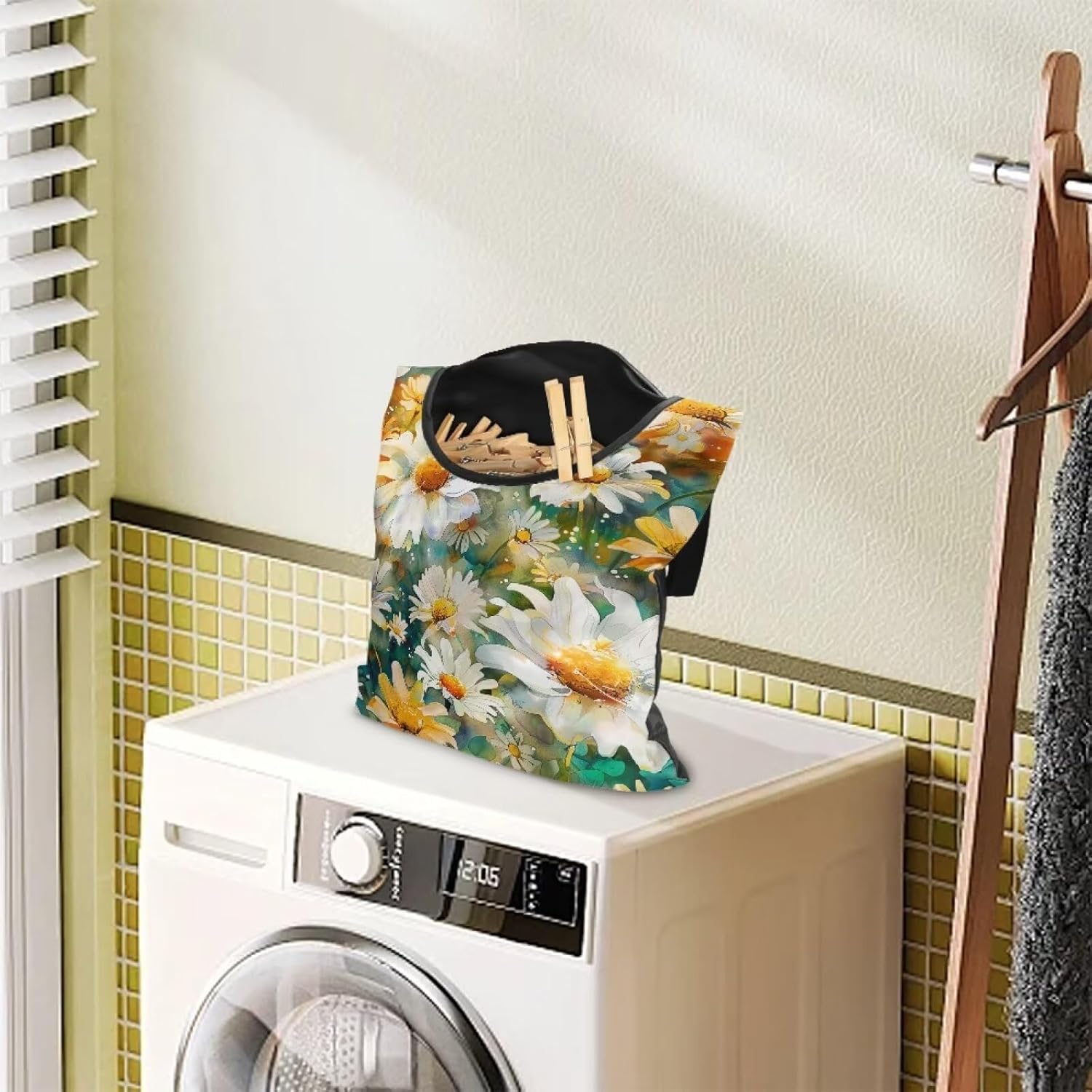Daisy Clothespin Organizer Bag Shell Beach Clothespin Bags with Hanging Hook Waterproof Clothes Pin