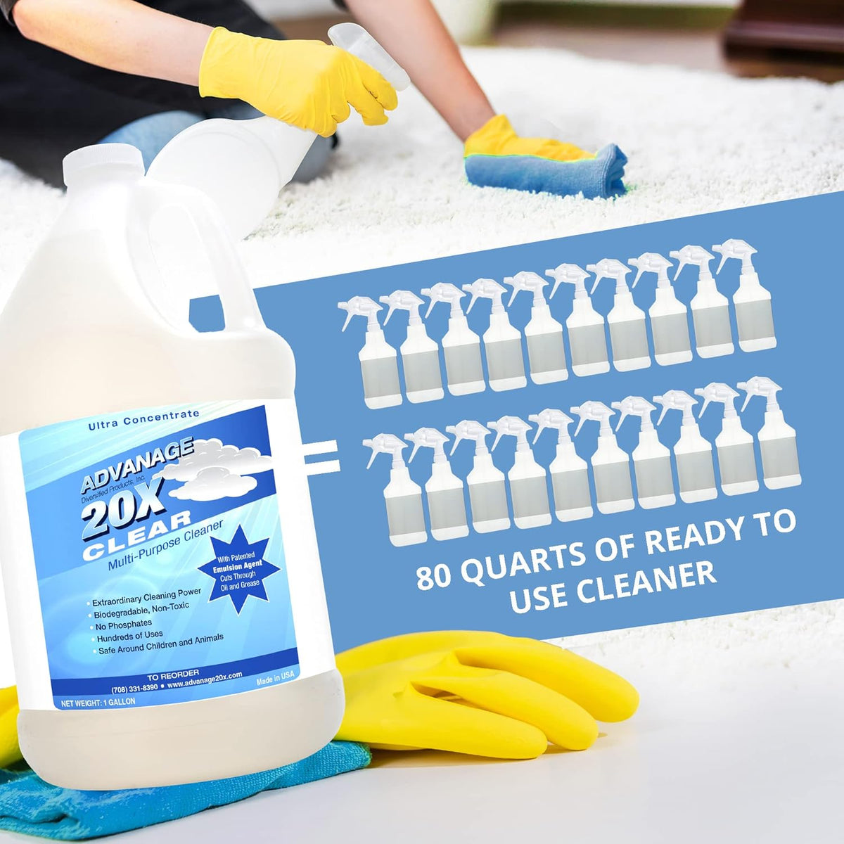 All Purpose Cleaner Concentrate - Advanage 20X The Wonder Cleaner Unscented for All Surfaces Around