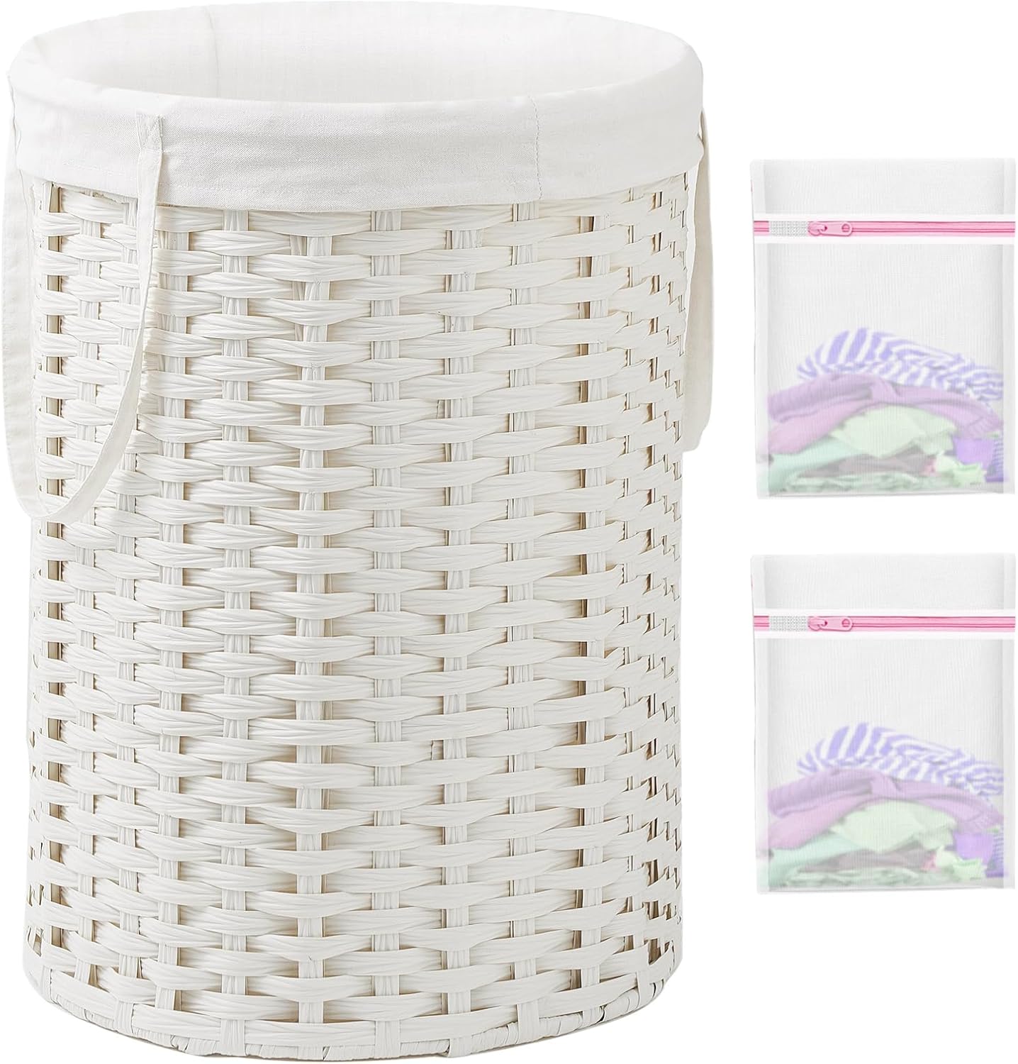 Laundry Basket Round Rattan Laundry Hamper 29.1 Gal (110 L) Handwoven Large Wicker Basket with