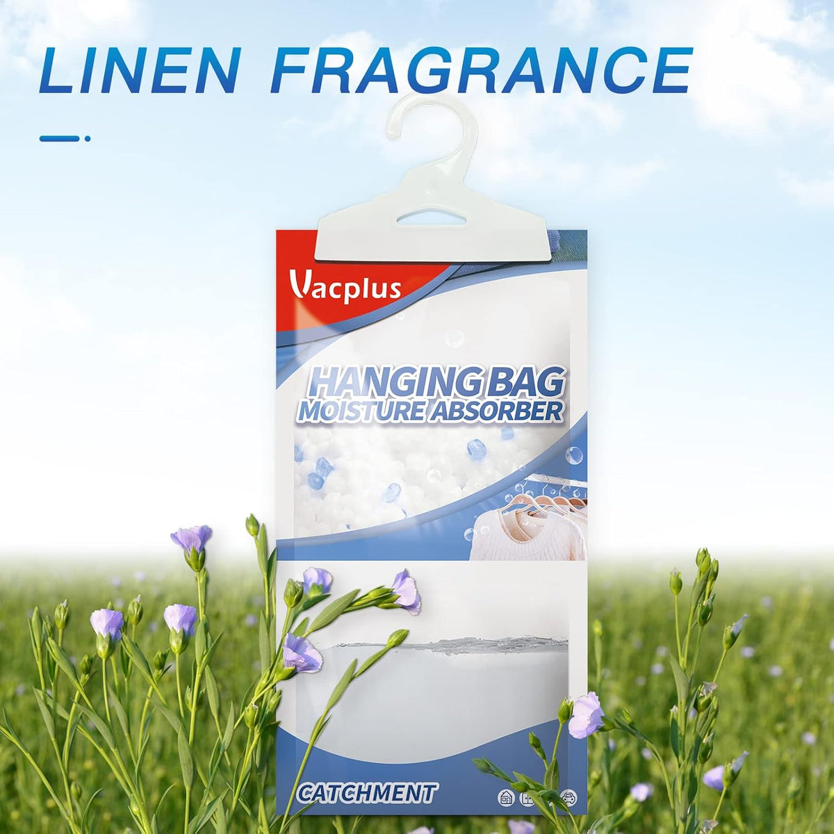 Vacplus Moisture Absorbers, Hanging Closet Dehumidifier Bags, Humidity Packs, Desiccant, Closet