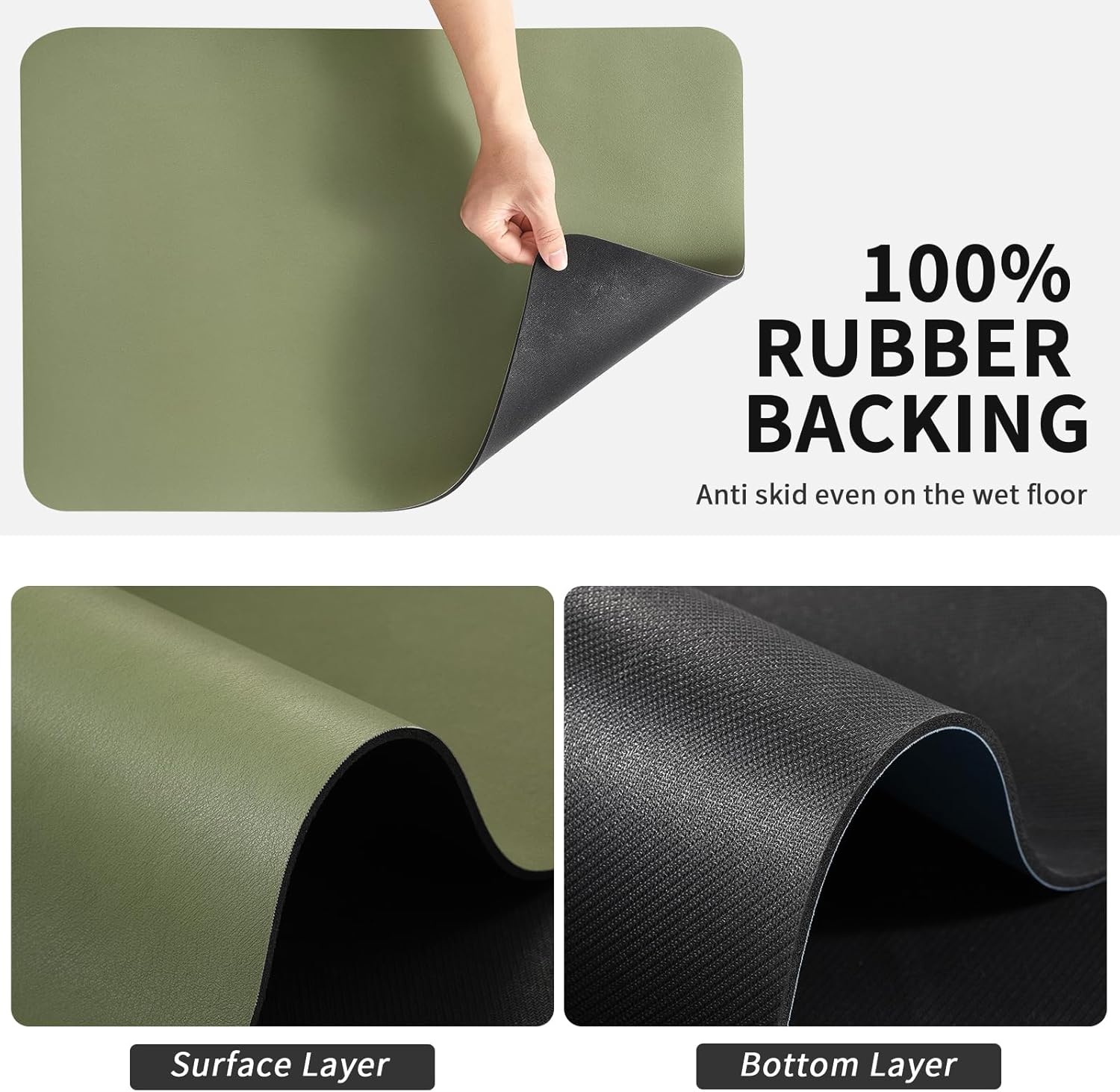 Dish Drying Mat for Kitchen Counter, Heat Resistant Drainer Mats with Non-slip Rubber Backed, Hide