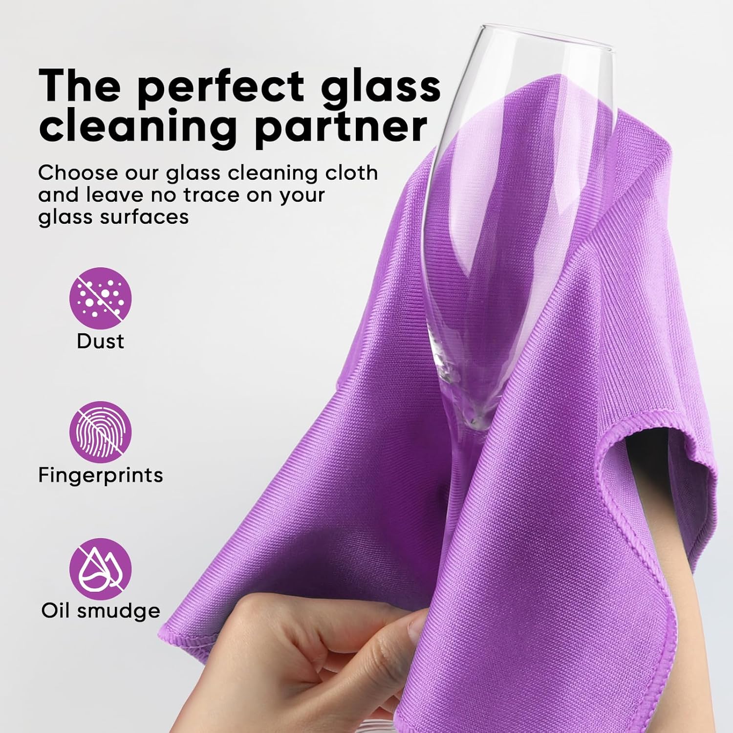 HOMEXCEL Microfiber Glass Cleaning Cloths 6 PK, Lint Free Streak Free, Reusable Microfiber Cleaning