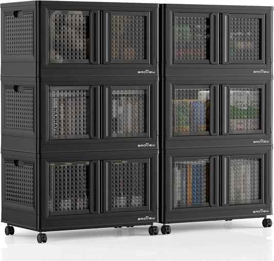 BROVIEW 600Qt Stackable Storage Bins with Lids, 150Gal Closet Organizers and Storage Drawer