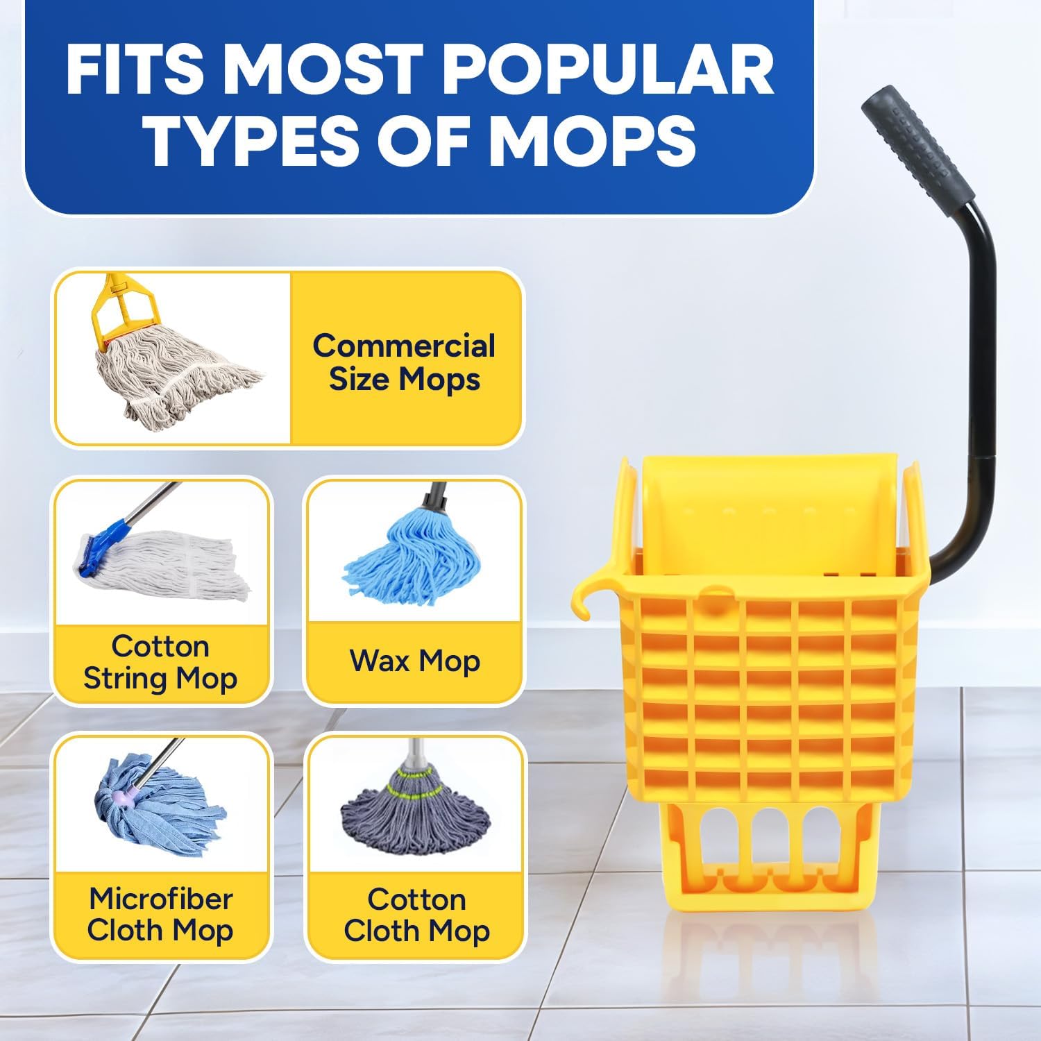 Mop Wringer Only Side Press Wringer Replacement for Commercial Mop Bucket on Wheels - 26-Quart or
