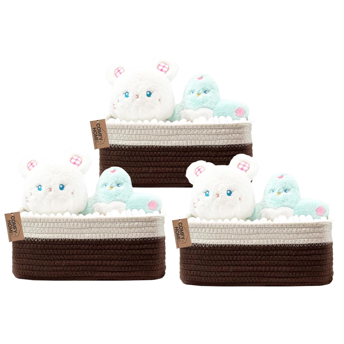 COMFY-HOMI 13" x 8.5" x 5.1"Storage Baskets for Organizing | Cotton Rope Woven Basket | Toy Storage