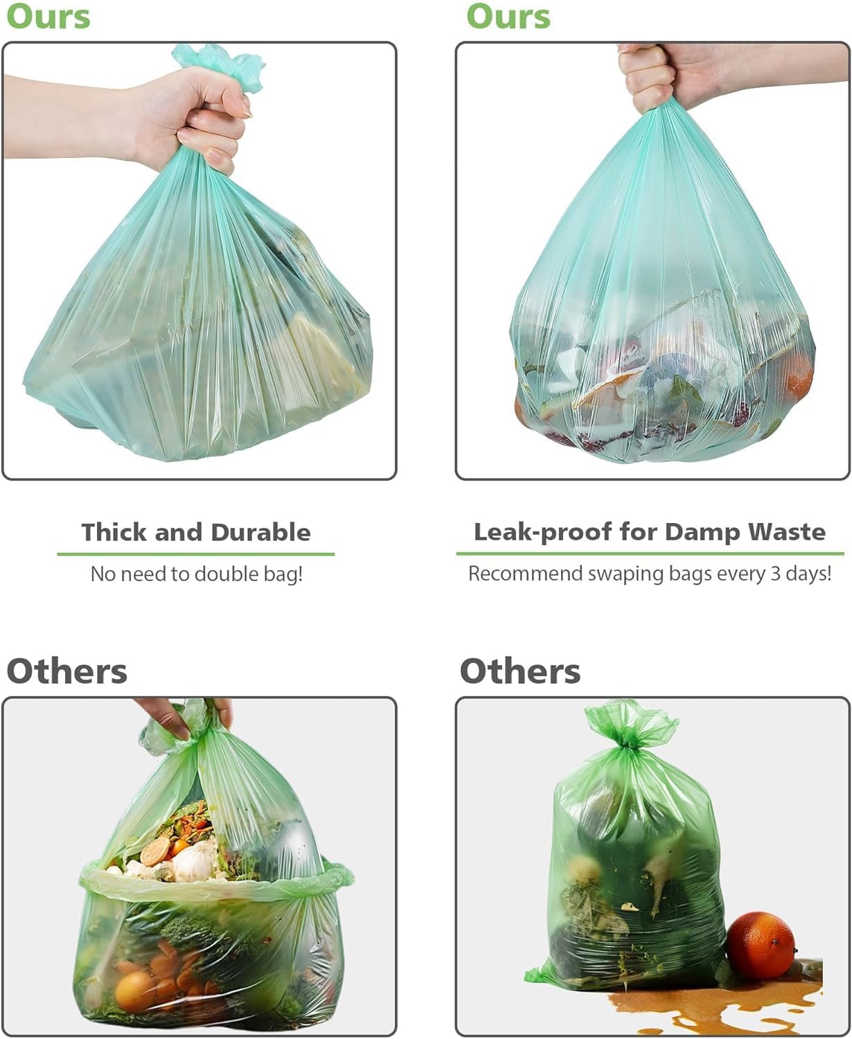 Biodegradable 8 Gallon Trash Bags, AYOTEE Garbage Bags 8 gallon, Compostable Medium Trash Bag