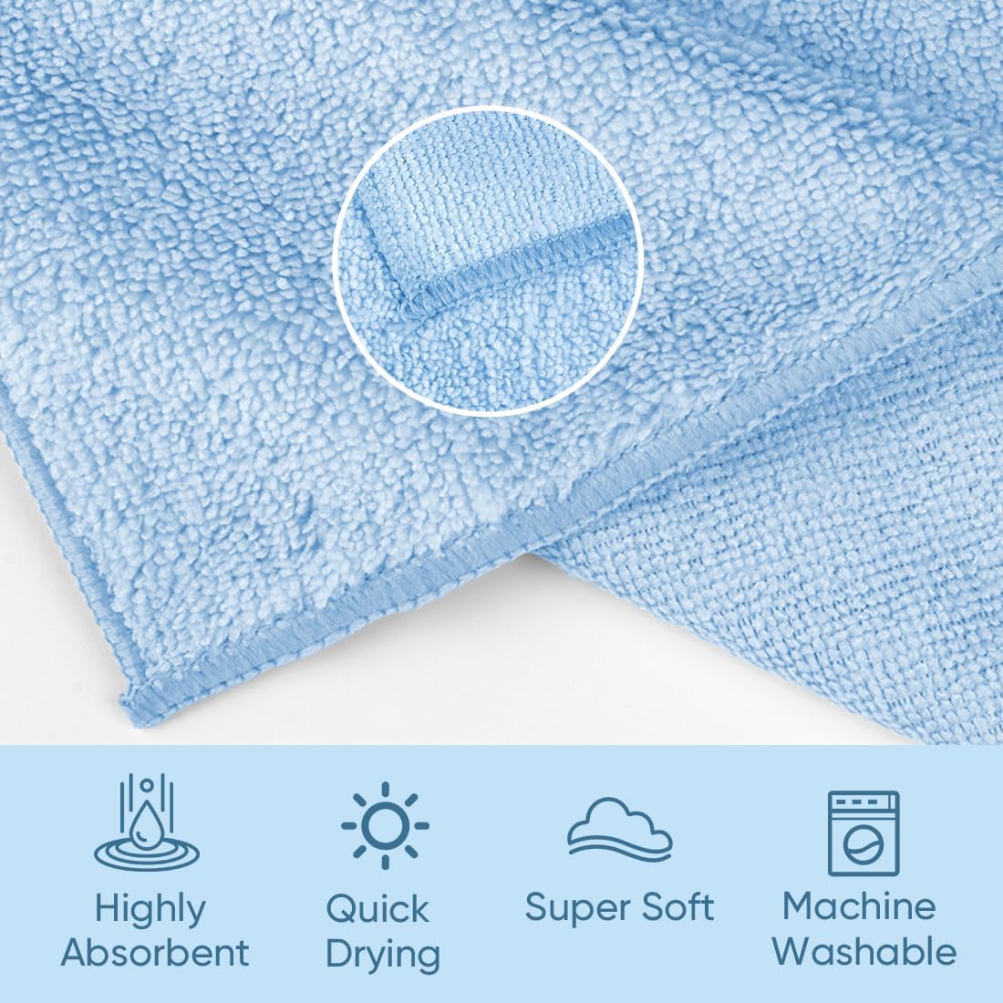 HOMEXCEL Microfiber Washcloths 24 Pack, Highly Absorbent and Soft Face Towel, Multi-Purpose Wash