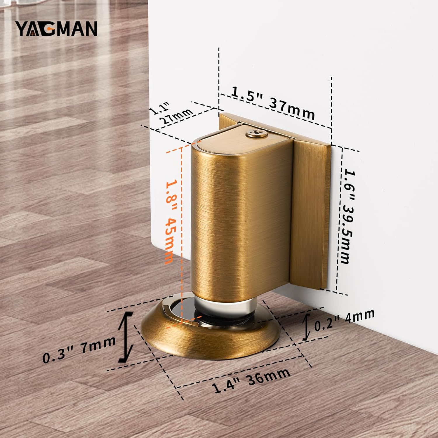 1 Pack Magnetic Door Stoppers Retractable Bottom of Door Holder No Drilling Mount Floor Door Stop