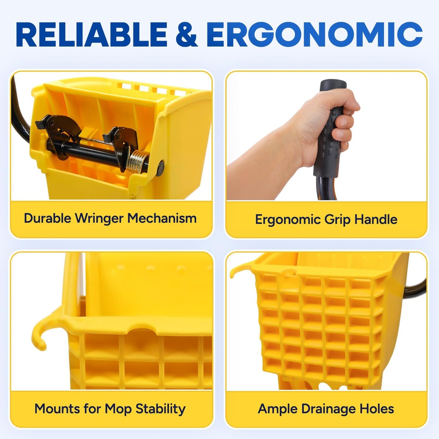 Mop Wringer Only Side Press Wringer Replacement for Commercial Mop Bucket on Wheels - 26-Quart or