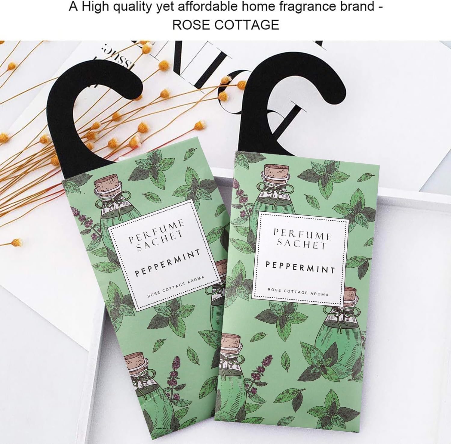 ROSE COTTAGE Large 12 Packs Peppermint Hanging Closet Deodorizer Air Freshener Long Lasting Scented