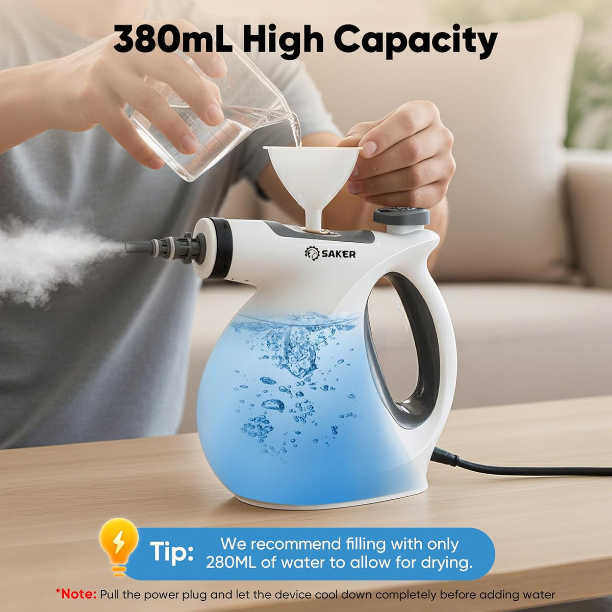 Saker Handheld Steam Cleaner New,Portable Steam Cleaner for Home,1050W Steam Cleaner,5 Fiber Cloths