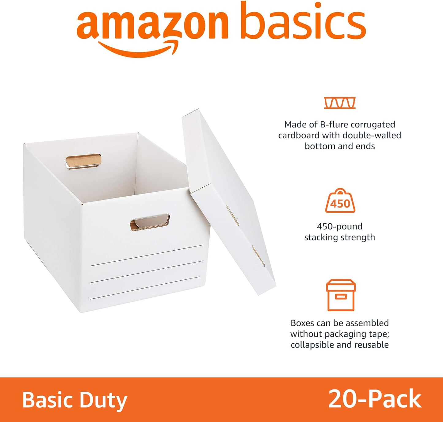 Amazon Basics Storage/Filing Boxes with Lift-Off Lid - Letter/Legal Size, Sturdy, Easy Assembly