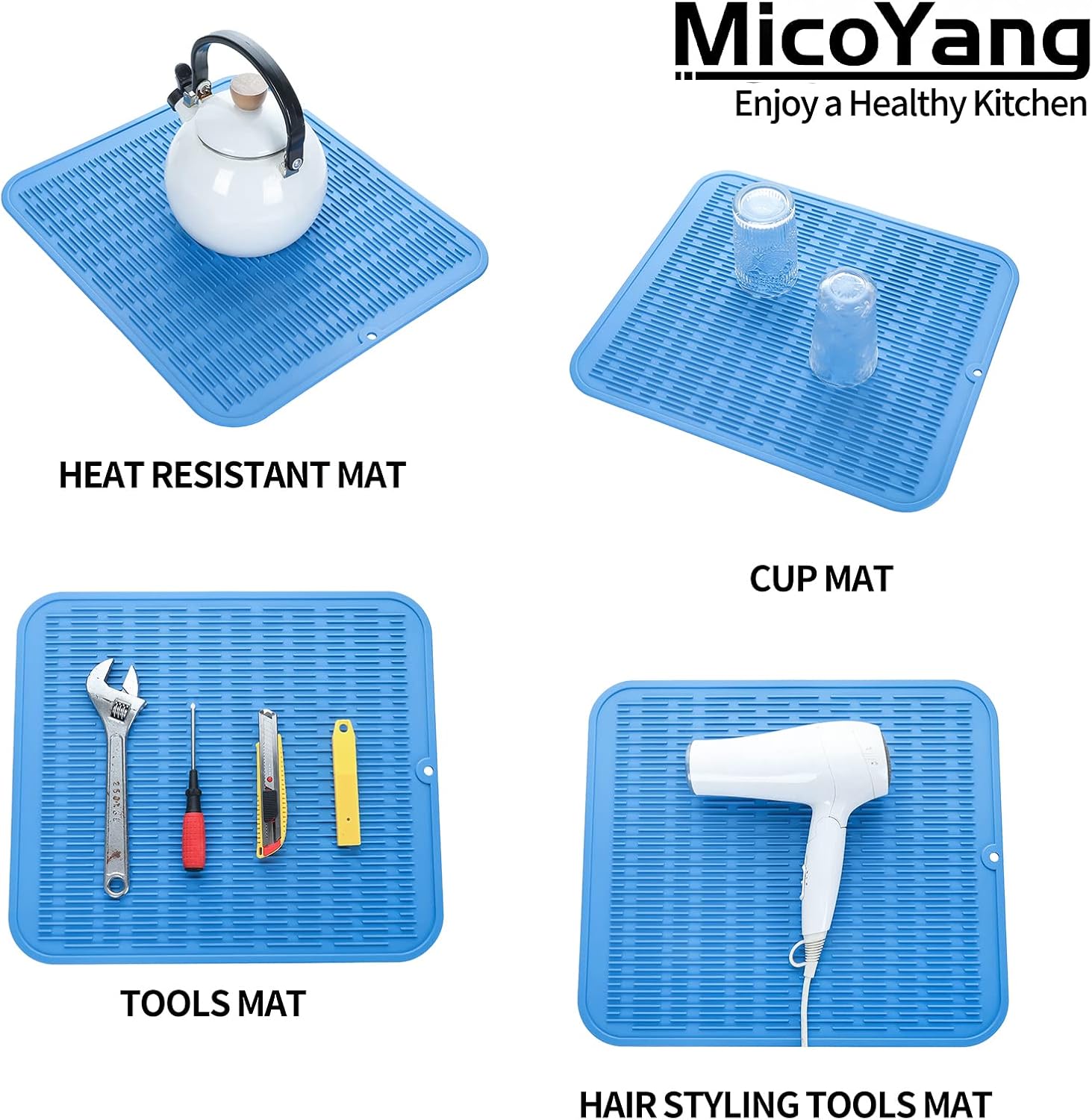 Silicone Dish Drying Mat for Multiple Usage,Easy clean,Eco-friendly,Heat-resistant Silicone Mat for