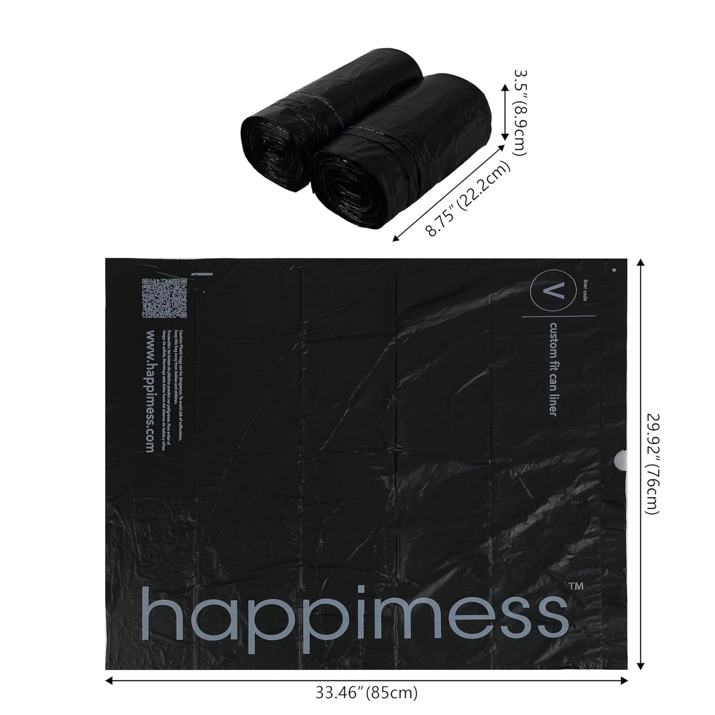 happimess HPM3000V-BLACK 30 Gallon Drawstring Unscented Trash Can Liner for Business Home Kitchen