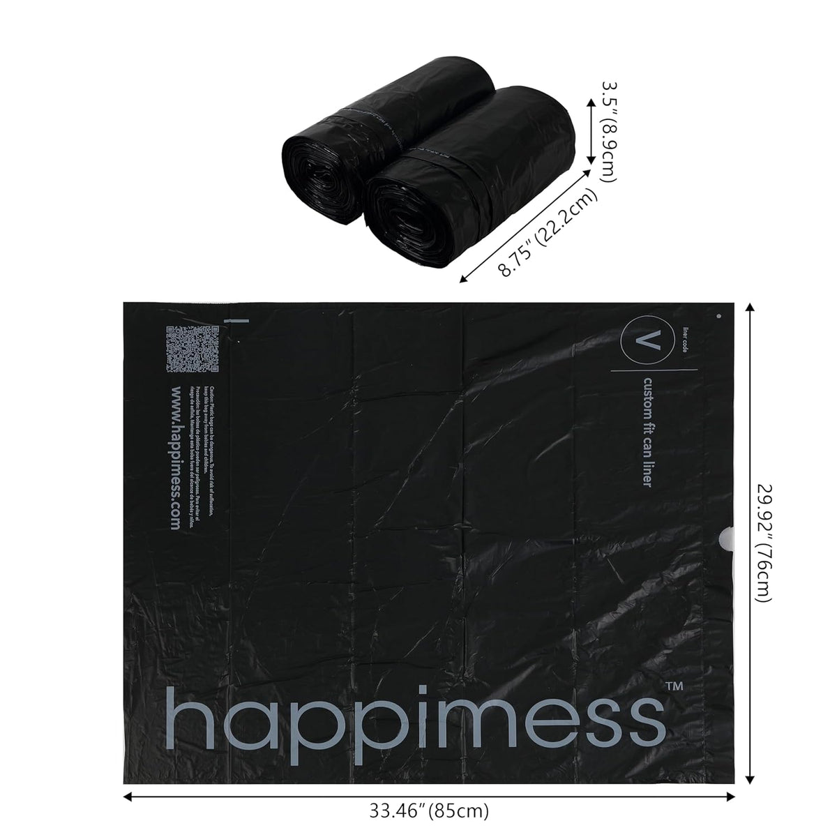 happimess HPM3000V-BLACK 30 Gallon Drawstring Unscented Trash Can Liner for Business Home Kitchen