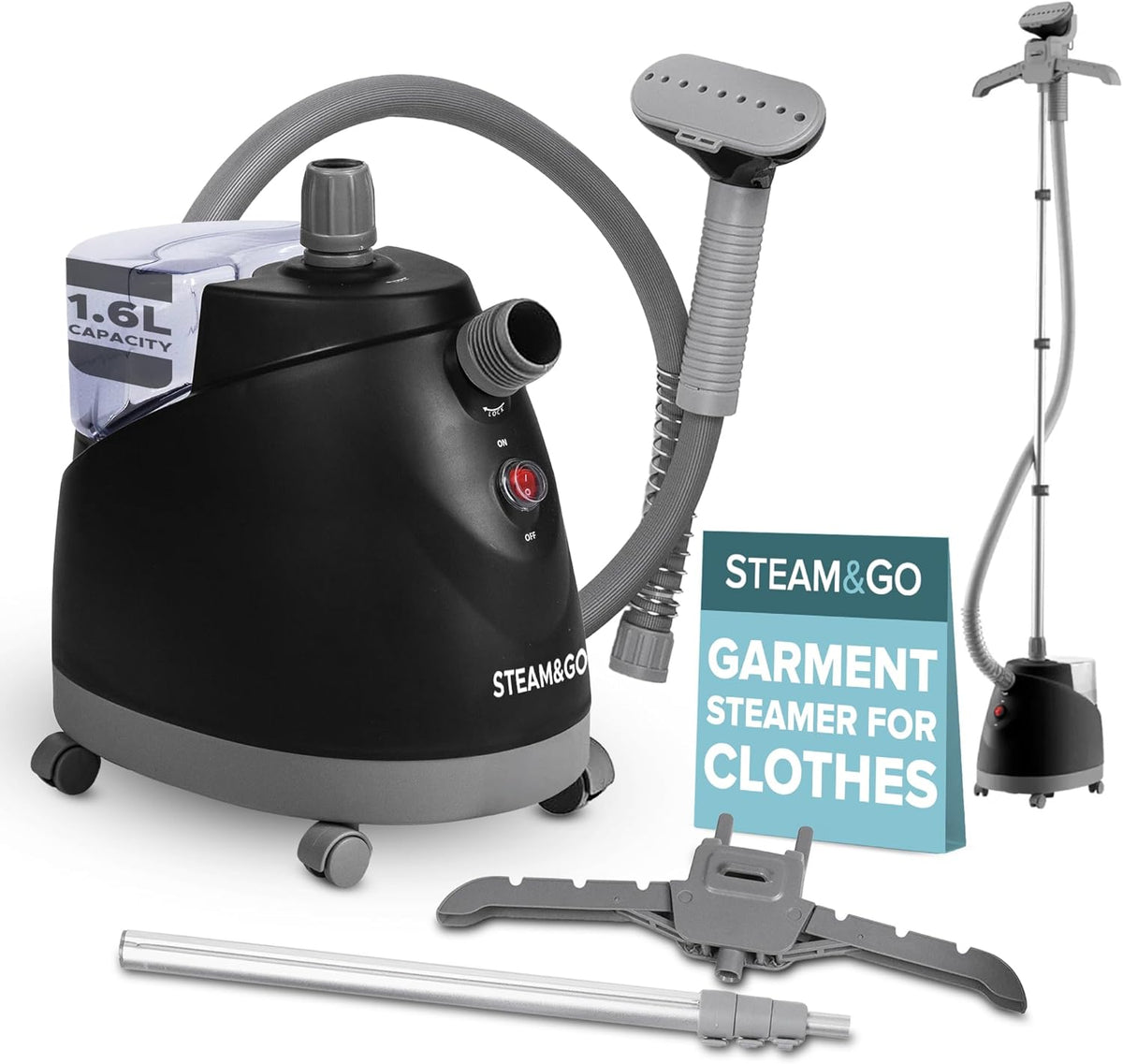Steam & Go - The Rival Handheld Steamer - Upright Fabric Steamer for Clothes, Garments, Curtains