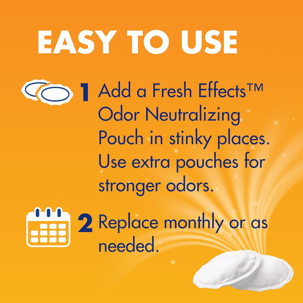 Arm & Hammer Fresh Effects Odor Neutralizing Baking Soda Pouches, Unscented Deodorizer for Long